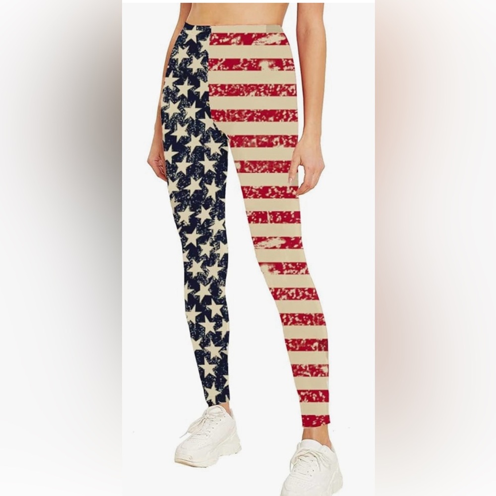 lili's story Memorial Day Leggings Women American Flag Patriotic Pants Cutout